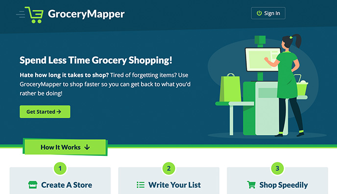 Screenshot of the GroceryMapper website