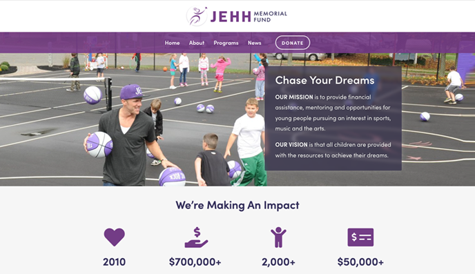 Screenshot of the JEHH Memorial Fund website